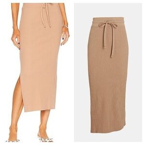 The Range / Primary Rib Drawstring Midi Skirt in Tan Stretch light tawny XS